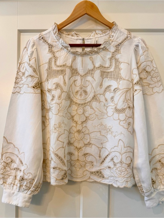 Anthropologie Tops - Anthropologie The Lainie Long-Sleeve Lace-Cutwork Blouse